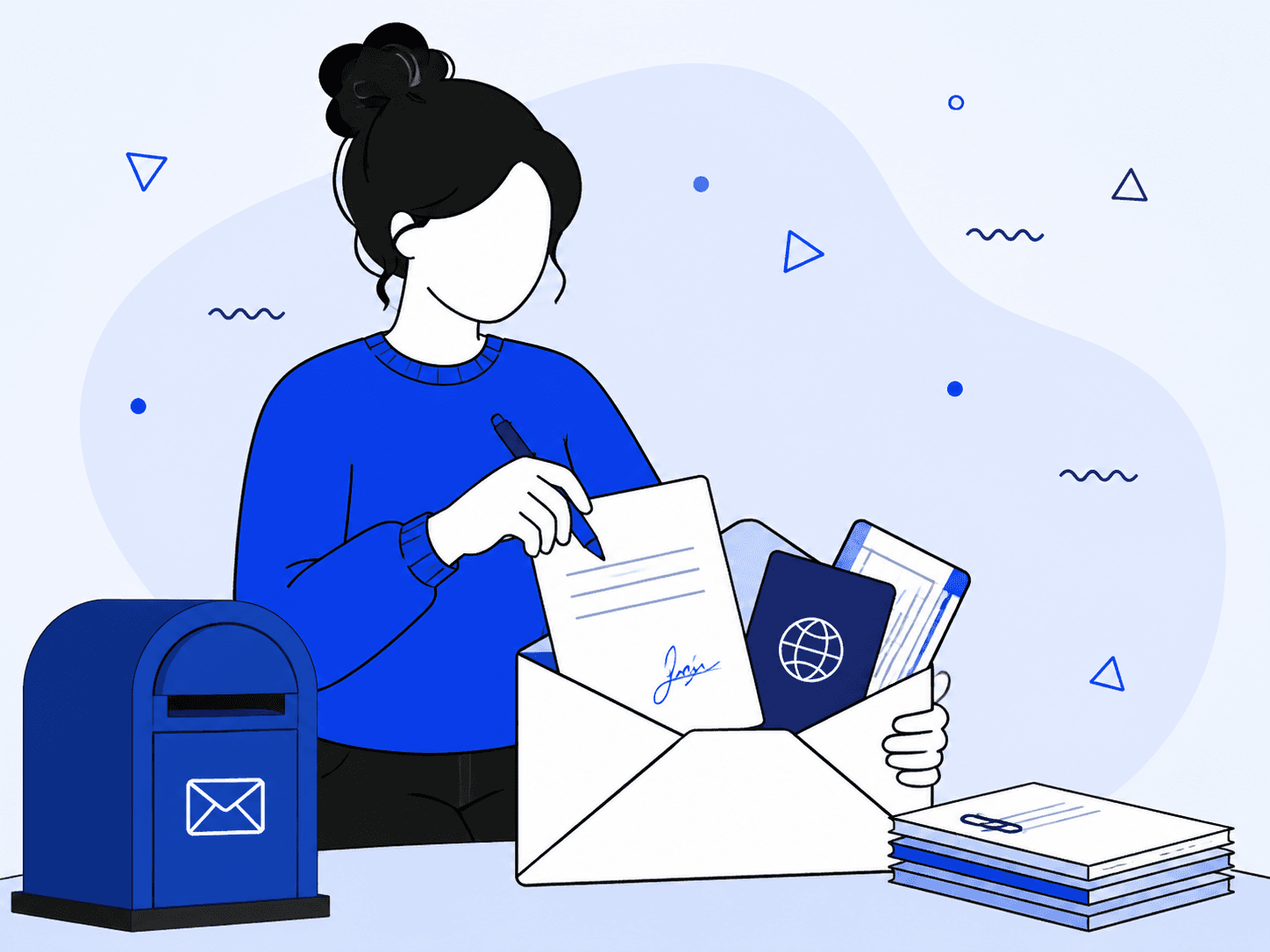 Illustration of exporting and preparing a visa invitation letter for mailing