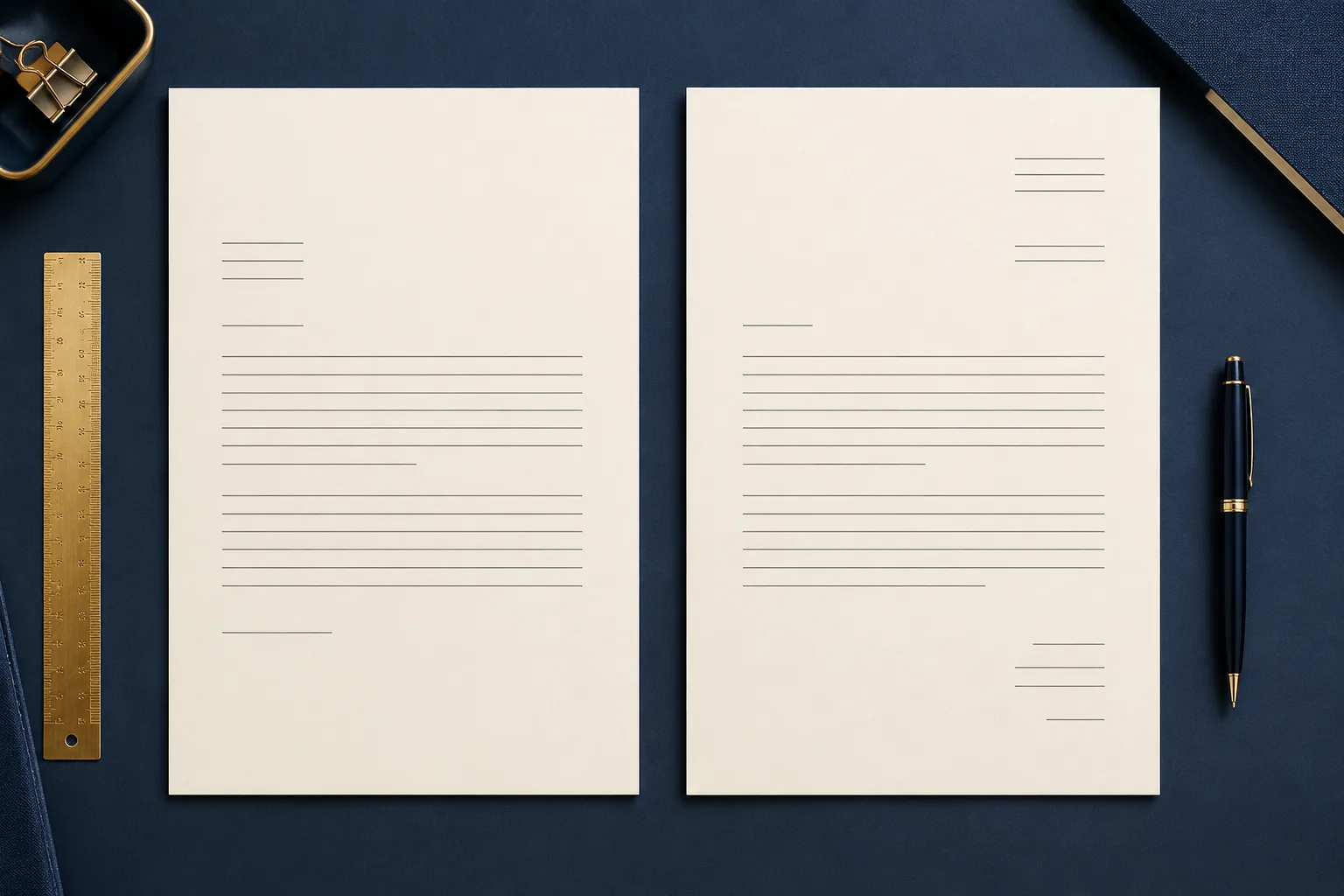Block and modified block professional letter layouts shown side by side