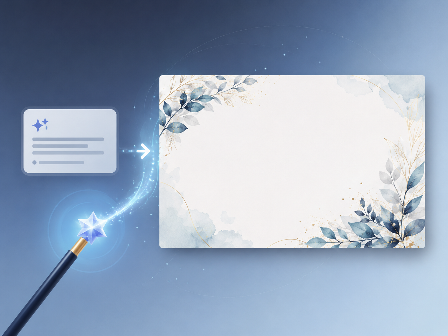 Illustration of an AI generating a styled letterhead banner from a text prompt