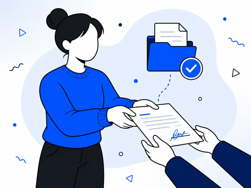 Illustration of handing over a completed reference letter