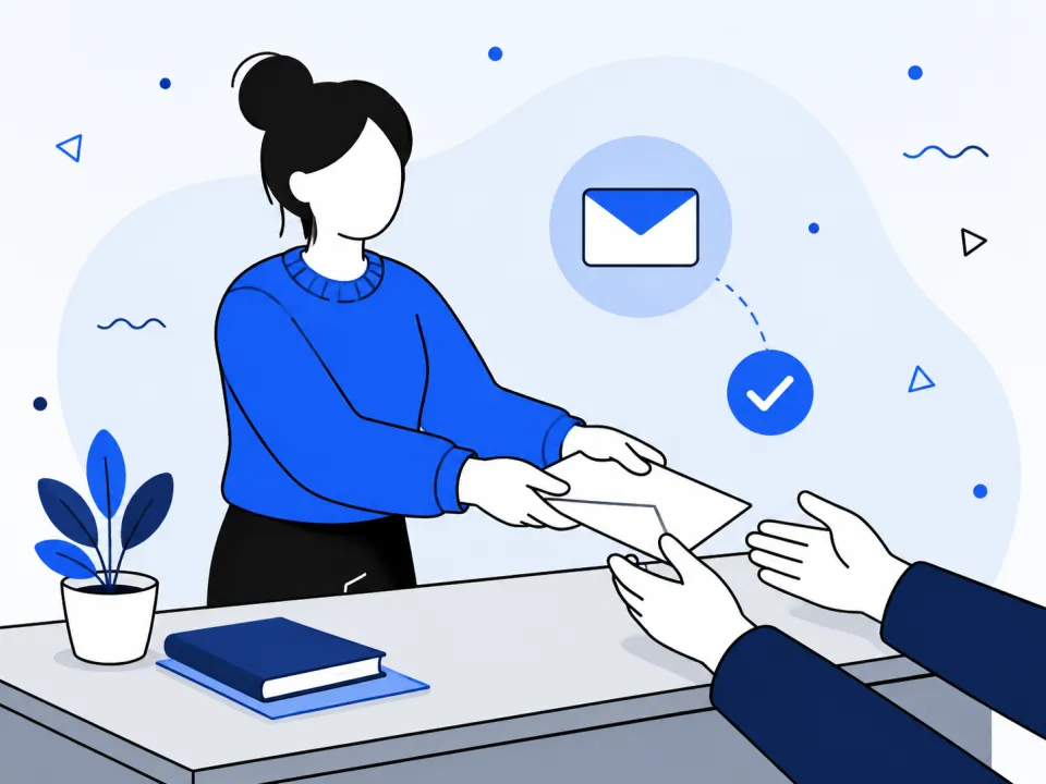 Illustration of handing over a completed resignation letter