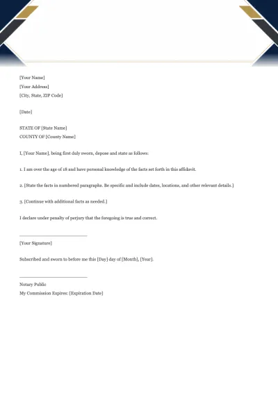 Affidavit Letter