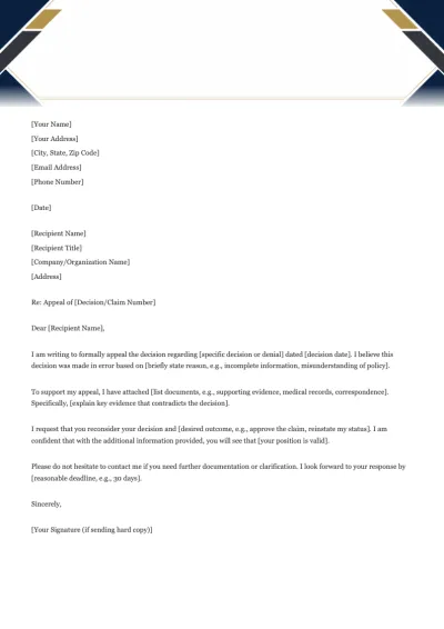 Appeal Letter Template