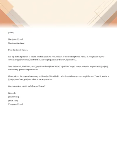 Award Letter Template