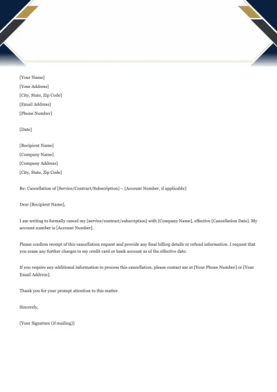 Cancellation Letter Template
