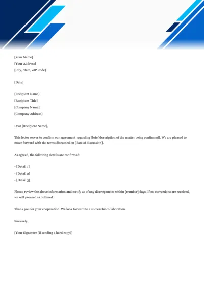 Confirmation Letter Template
