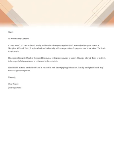 Gift Letter Template