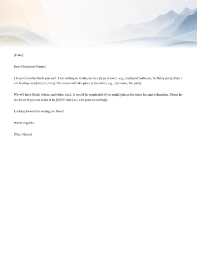 Informal Invitation Letter Format Template