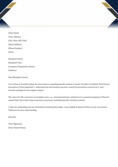 Official Explanation Letter Template