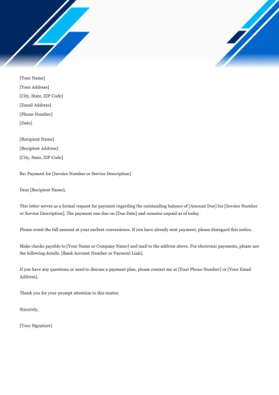 Payment Letter Template