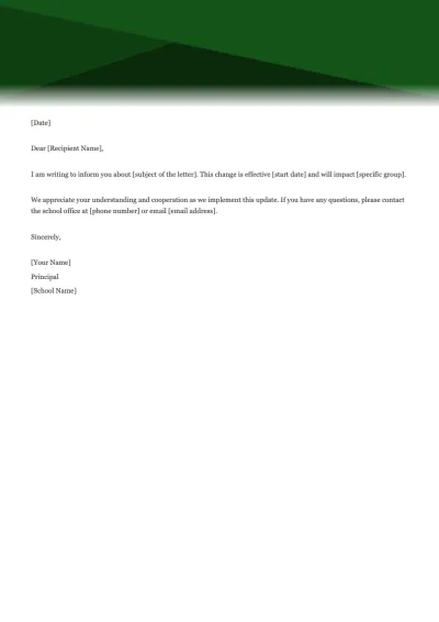Principal Letter Template