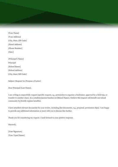 Request Letter To Principal Template