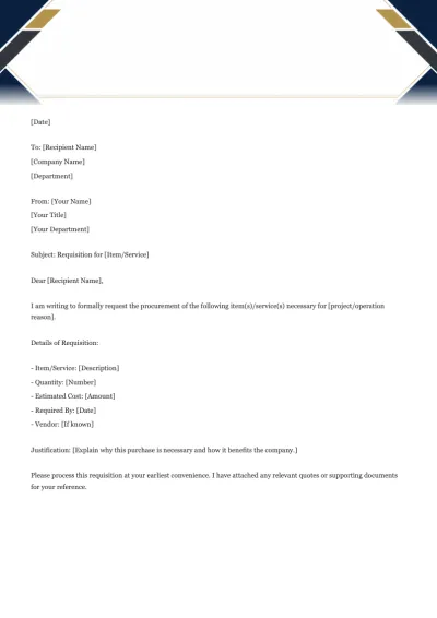 Requisition Letter Template