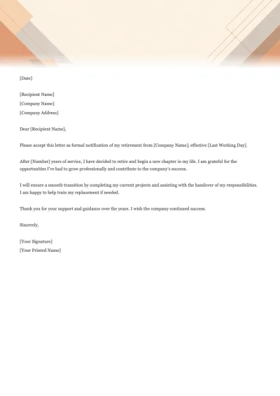 Retirement Letter Template