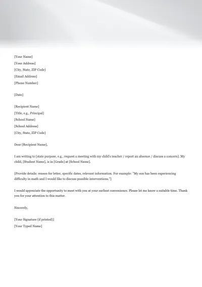 School Letter Template