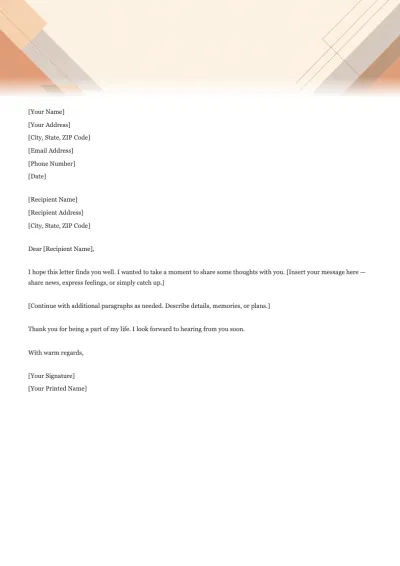 Simple Personal Letter Template