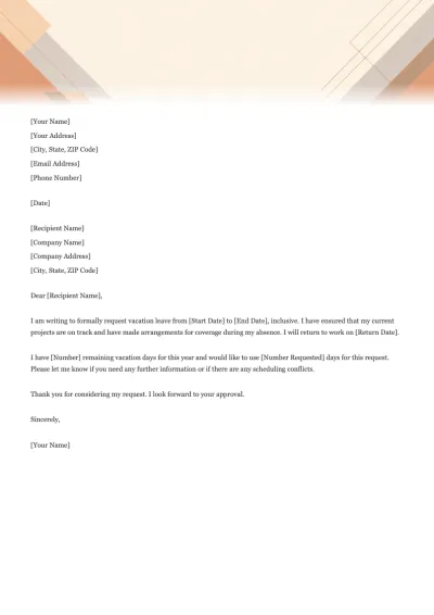 Vacation Letter Template