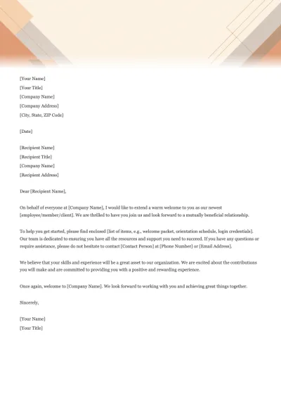 Welcome Letter Template